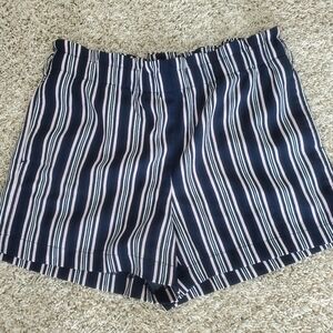 Loft Striped Navy Pink and White Women’s Pull-On Paperbag Shorts Sz SML